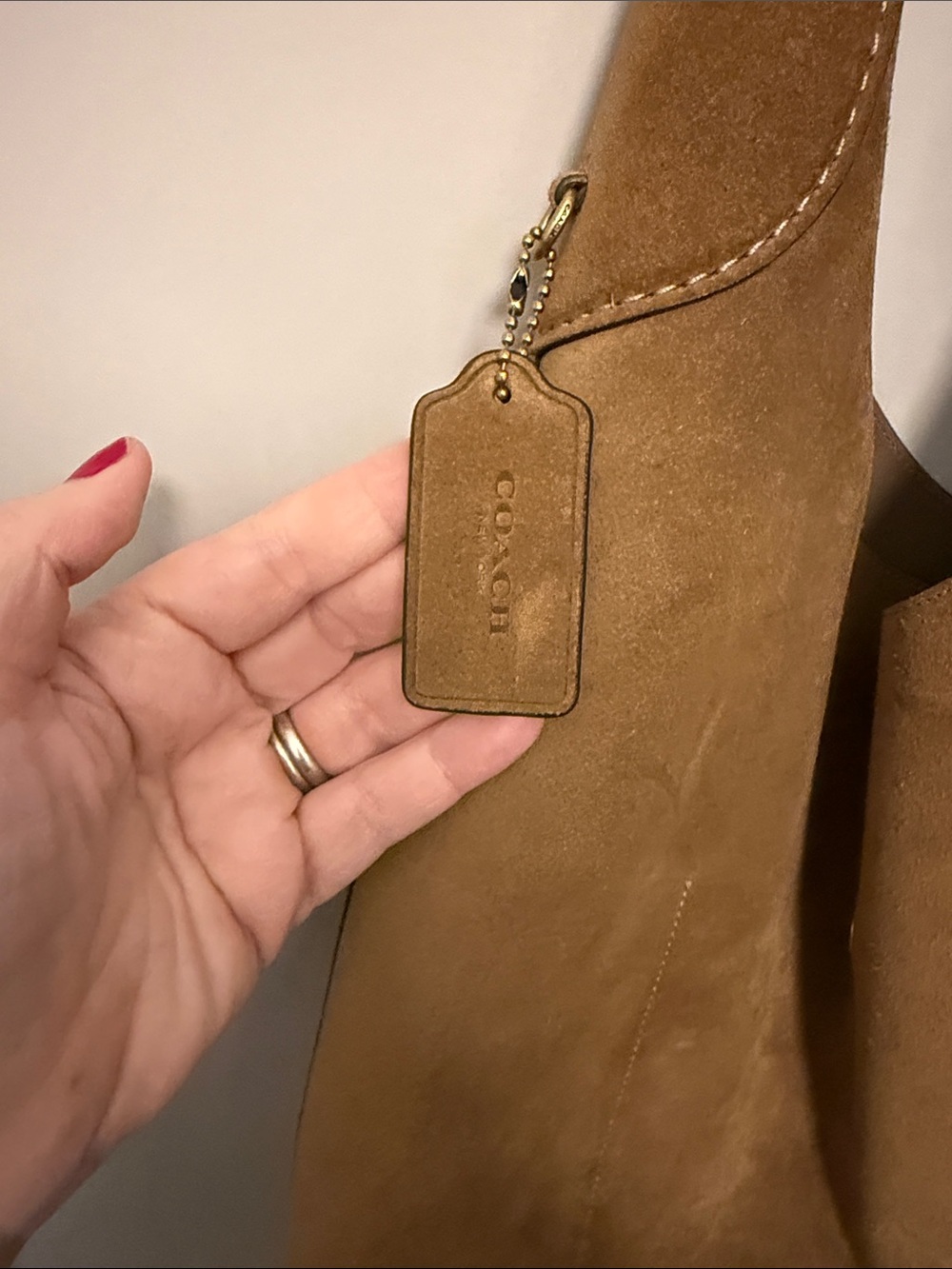 Coach Brooklyn Suede Shoulder Bag 39 in Cedar/Brass - Picture 4 of 10